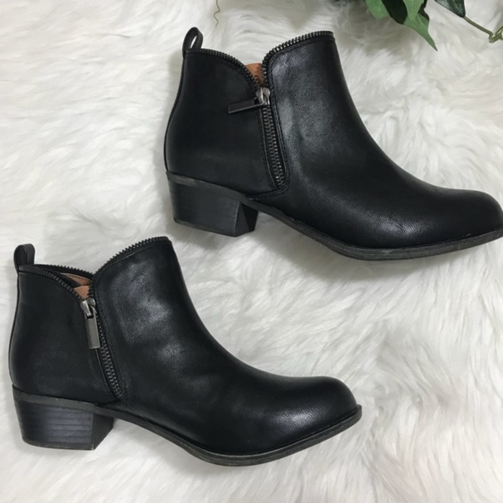 Black Zipper Ankle Boots